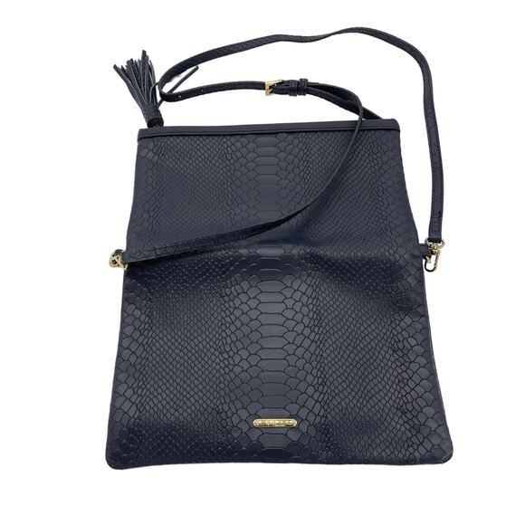 Gigi New York Stella Purse Handbag Blue Leather Python Emboss Clutch Crossbody - Picture 5 of 10